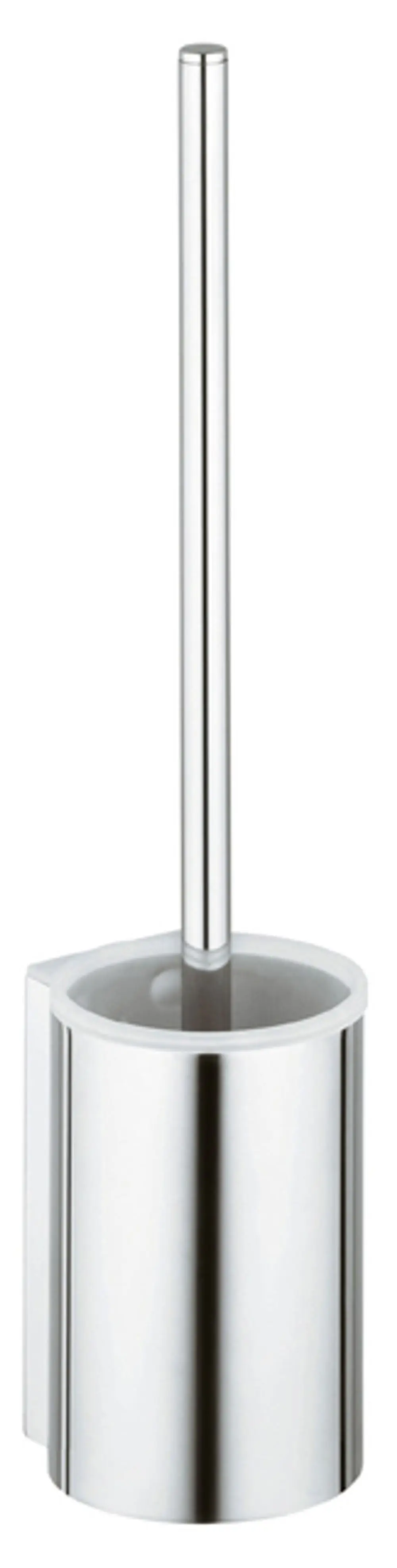 Edelstahl WC-Bürstengarnitur von Keuco mit Kunststoff-Einsatz. Das elegante Design ist für die Wandmontage konzipiert und bietet eine funktionale Lösung für sanitäre Einrichtungen.
